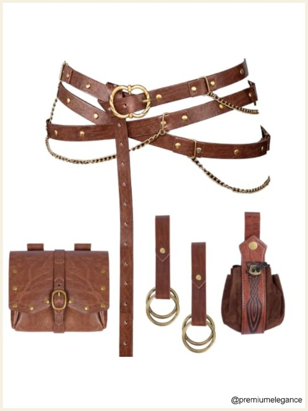 Medieval Pirate Chain Belt Women Renaissance Faux Leather